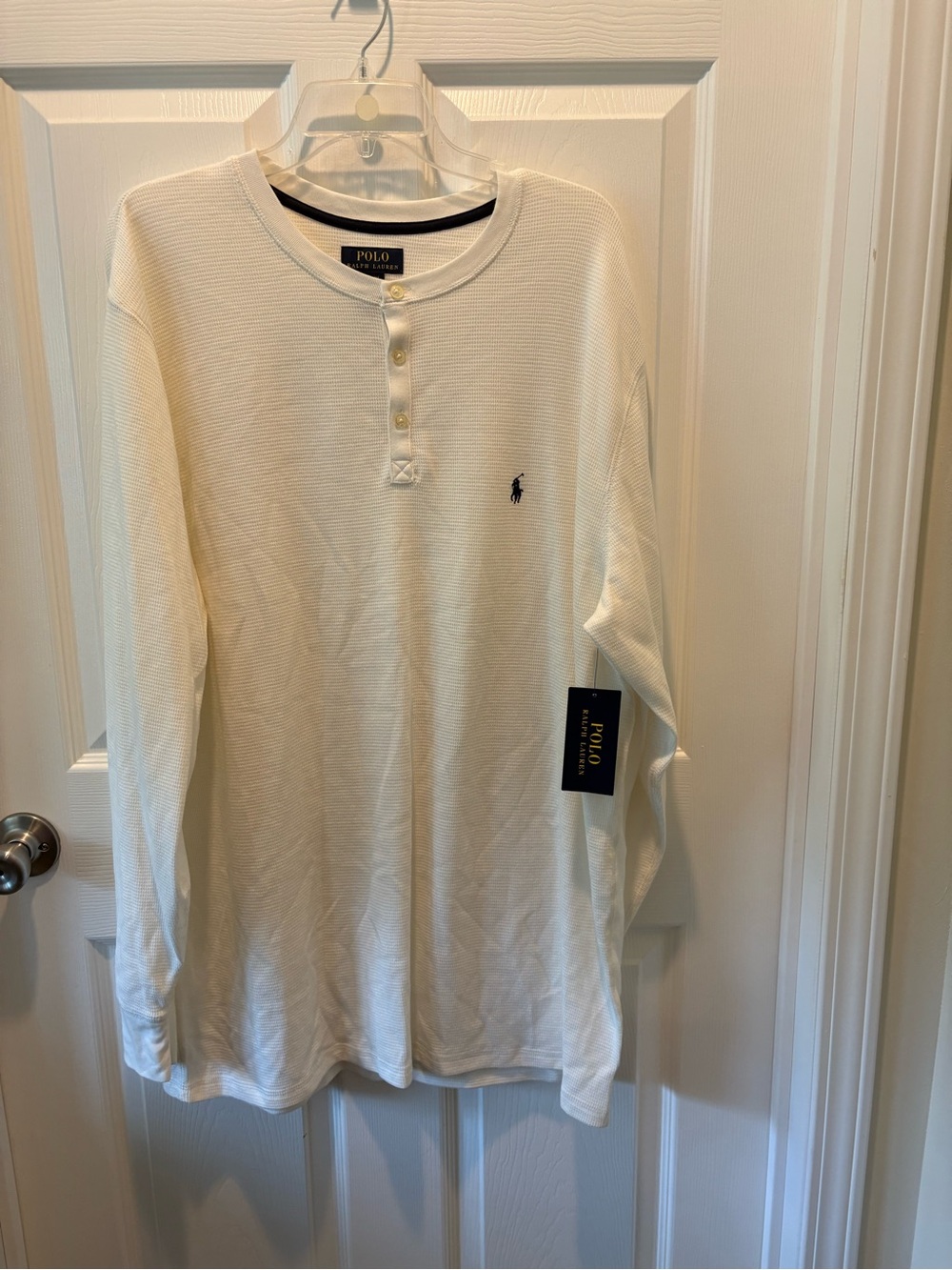 Polo by Ralph Lauren Cream Long-Sleeve Henley with Navy Pony